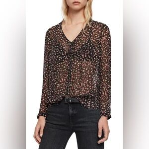 ALLSAINTS Eliana Ditz Floral Top NWT S Pink